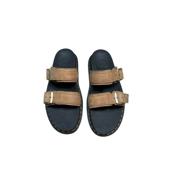 Dr. Martens Myles Platform Slide Sandal Tan Nubuck Slip on Shoes Women’s Size 7 - Picture 3 of 11